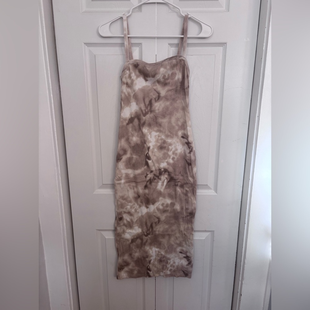Zara Cream Tie Dye Ribbed Dress